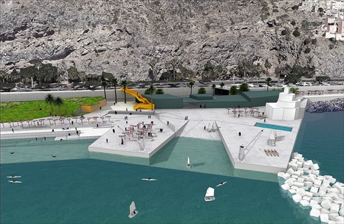 Santa Cruz coloca la primera piedra de la futura playa de Valleseco